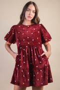 Bow Velvet Mini Dress
