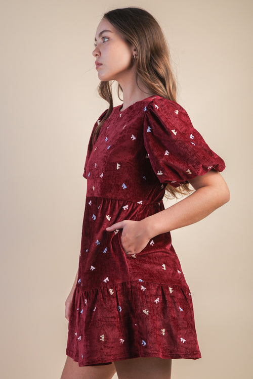 Bow Velvet Mini Dress