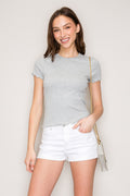 Gray Merrow Edge Ribbed Top